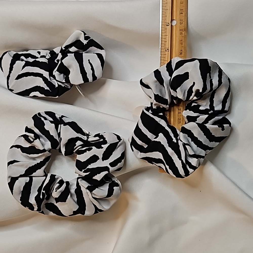 Zebra print satin scrunchies